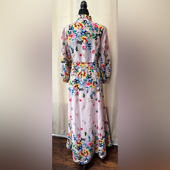 Boden Clara Linen Maxi Shirt Dress Cluster Floral Print Sz 8 Boho Chic Spring - Picture 6 of 16
